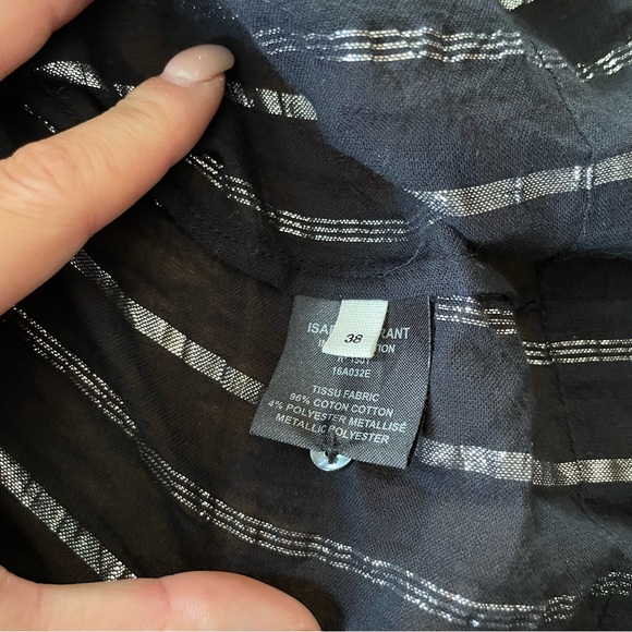 EUC Isabel Marant Sara Flowy Blouse Top Striped Metallic - Picture 7 of 9